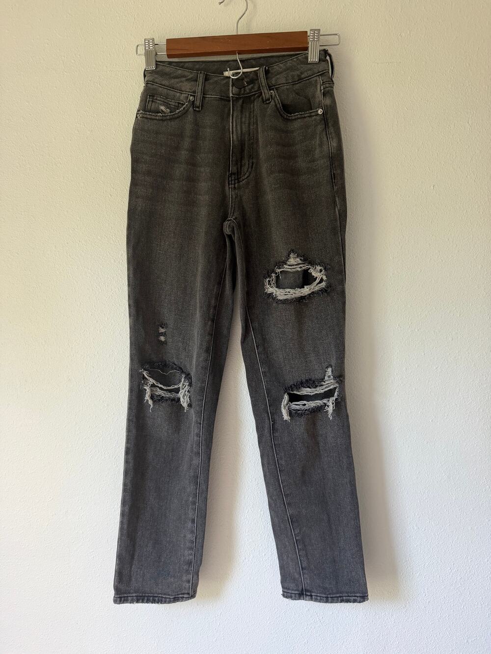 Pacsun Faded Black Distressed Grunge Mid Rise Mom Jean Jeans Size 22 Alt Girl